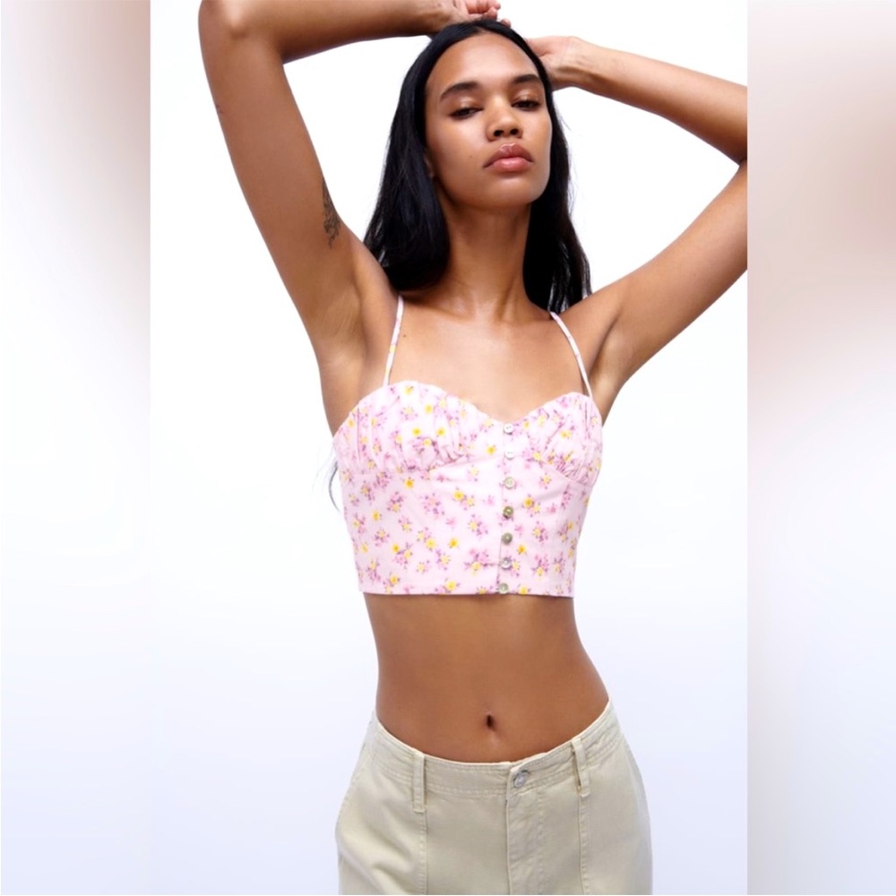 NWOT Zara Floral Crop Bustier Top